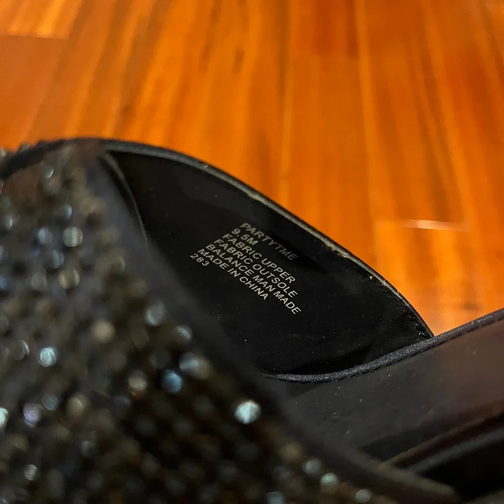 Steve Madden Blue Shoes Partytme Navy Rhinestone Platform Block Heel Sandal 9.5M